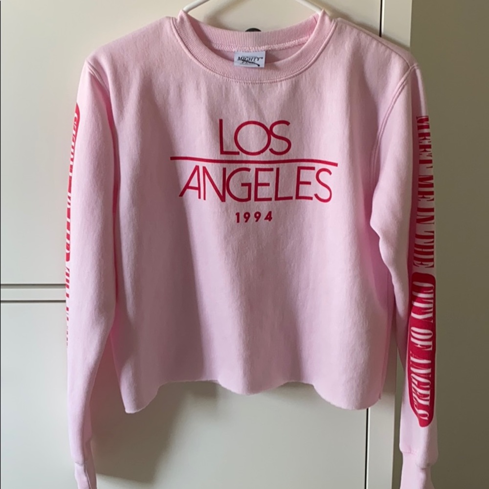 NWT Pink Cropped Los Angeles Sweatshirt